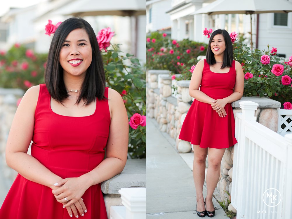 red dress, engagement session clothing